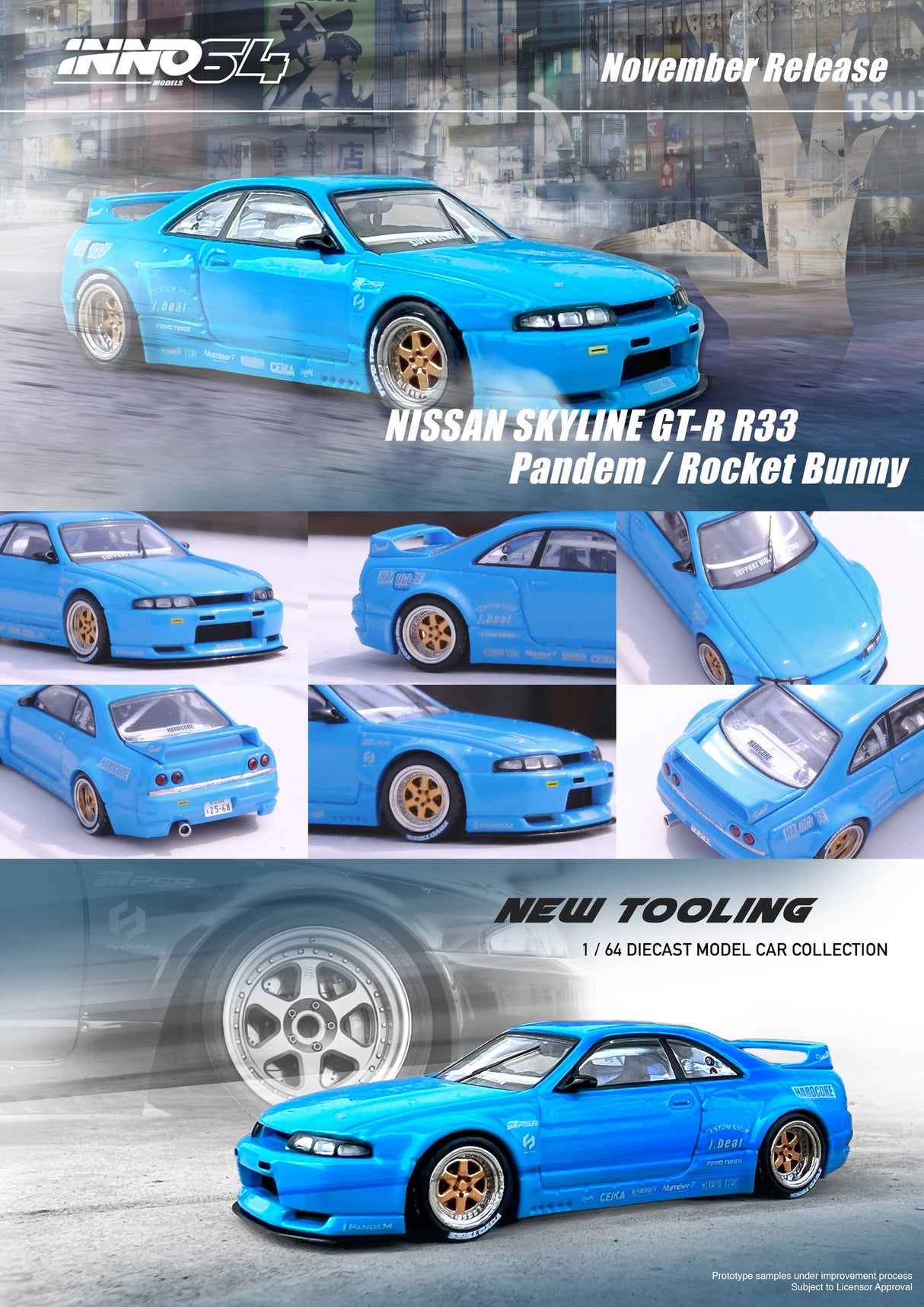 Nissan Skyline GT-R R33 Pandem Rocket Bunny Blue