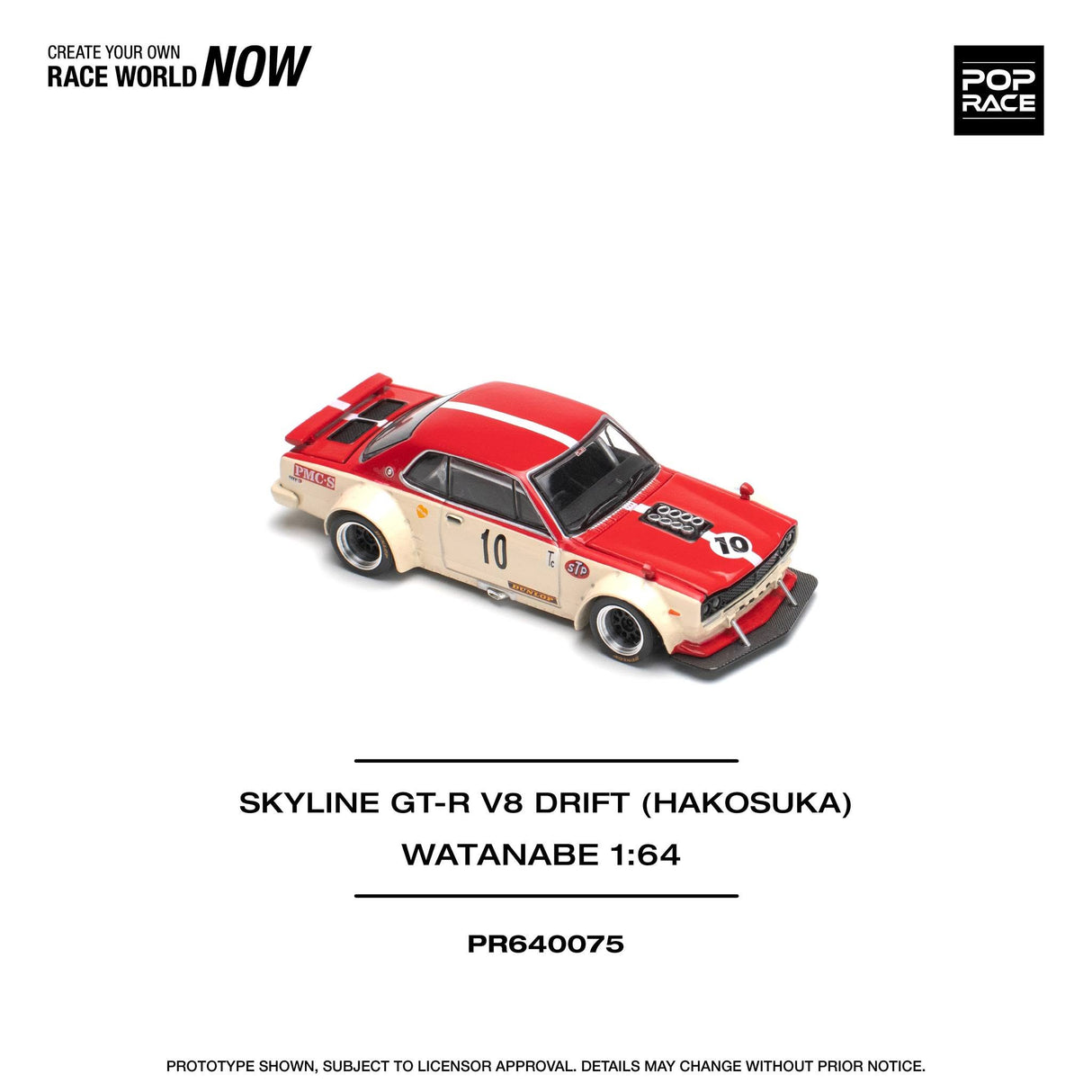 Preorder 31.08.26 Nissan Skyline GT-R V8 Drift Hakosuka Watanabe Cream/Red