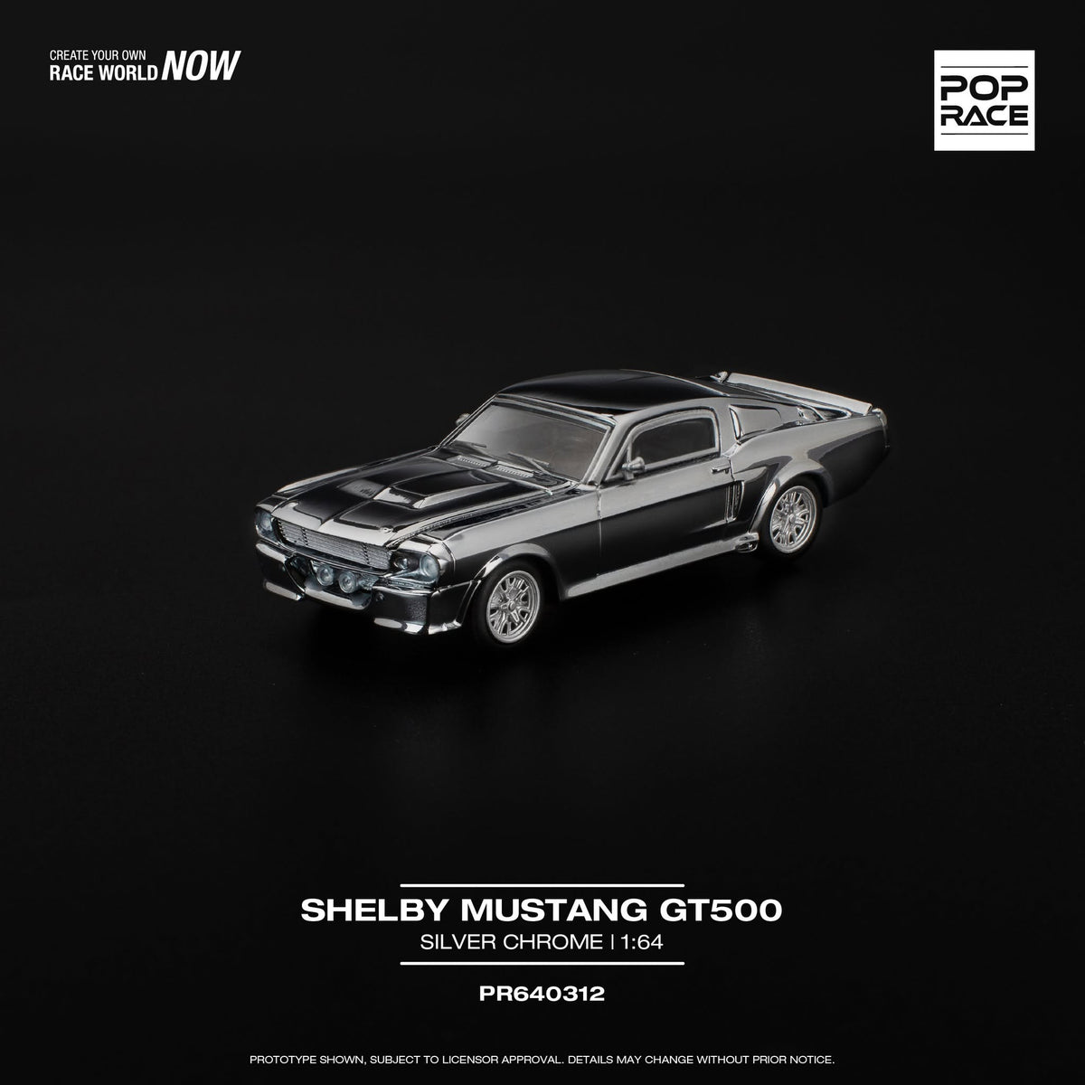 Shelby Mustang GT500 cromata argentata