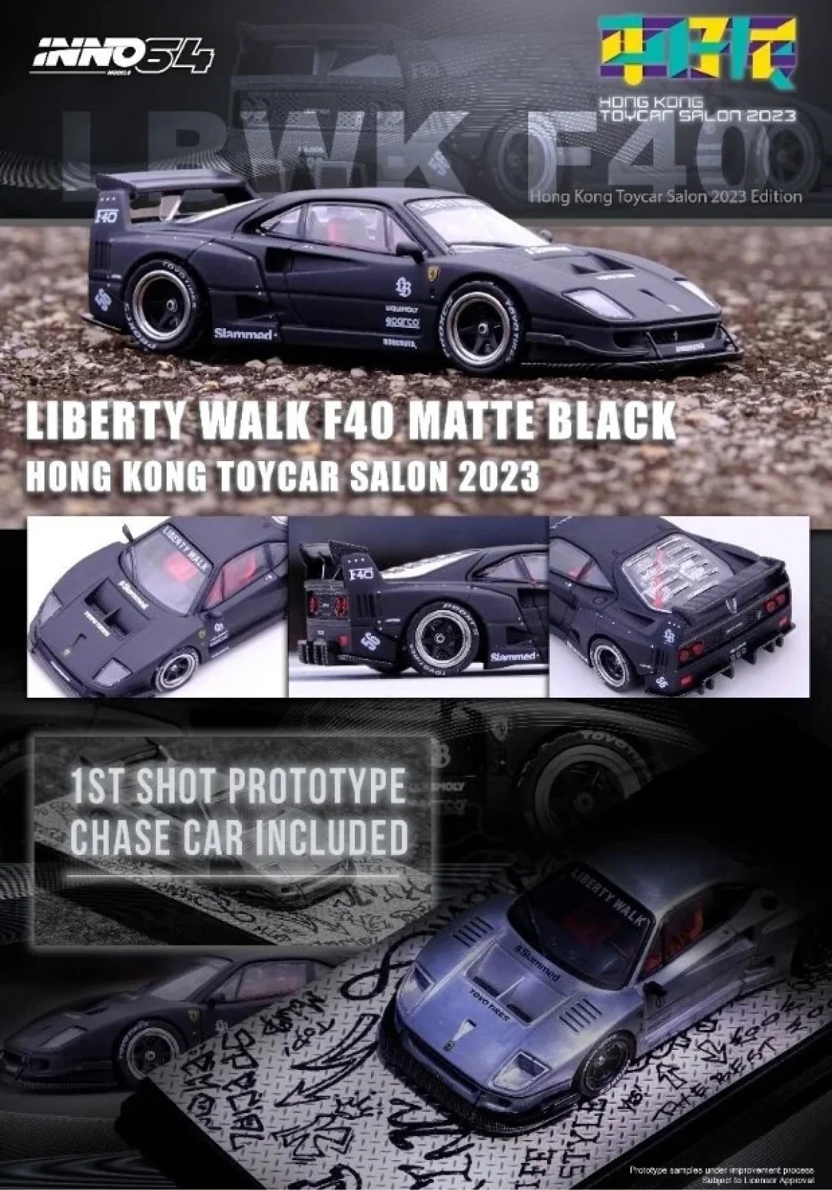 (Preorder November) Ferrari F40 LBWK Black Matt Hong Kong Toy Car Salon 2023