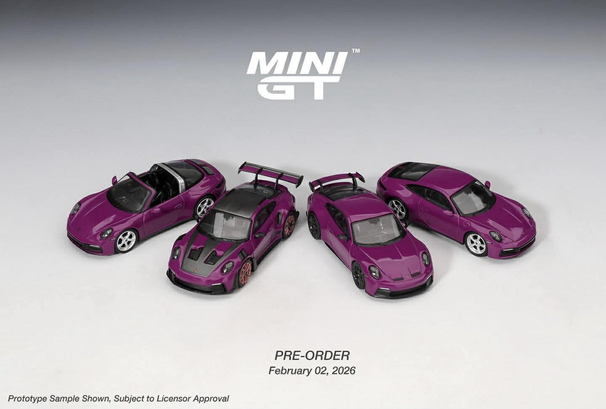 (Preorder Summer 2026) Porsche 911 (992) Rubystone Red 4 Car Set MGTS0021