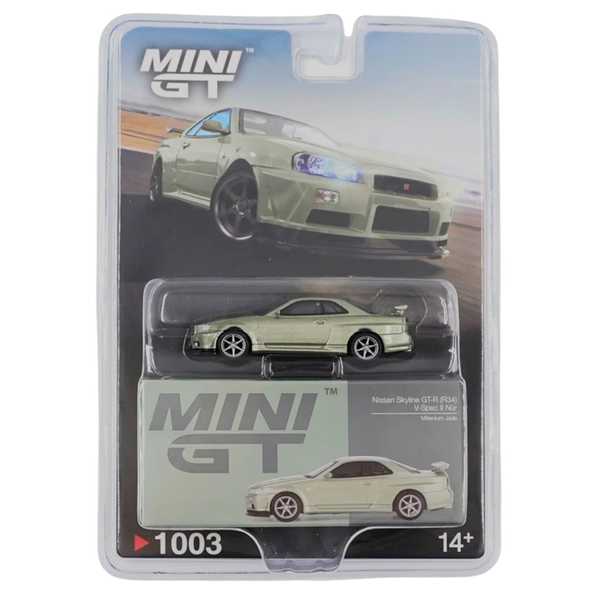 (Preorder) Nissan Skyline GT-R (R34) V-Spec II Nür Millenium Jade MGT01003 (Blister)