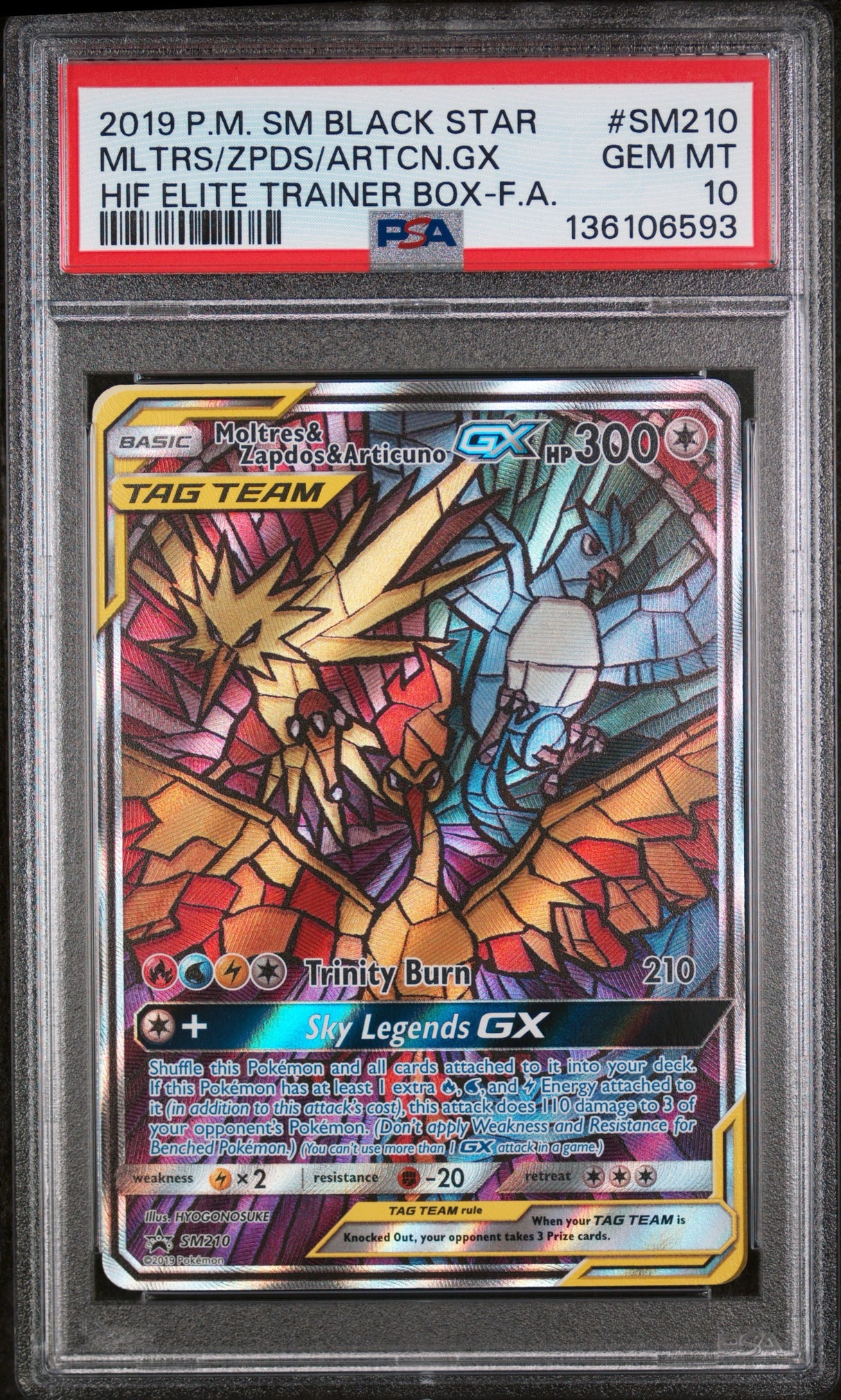 PSA 10 | Moltres Zapdos Articuno GX SM210