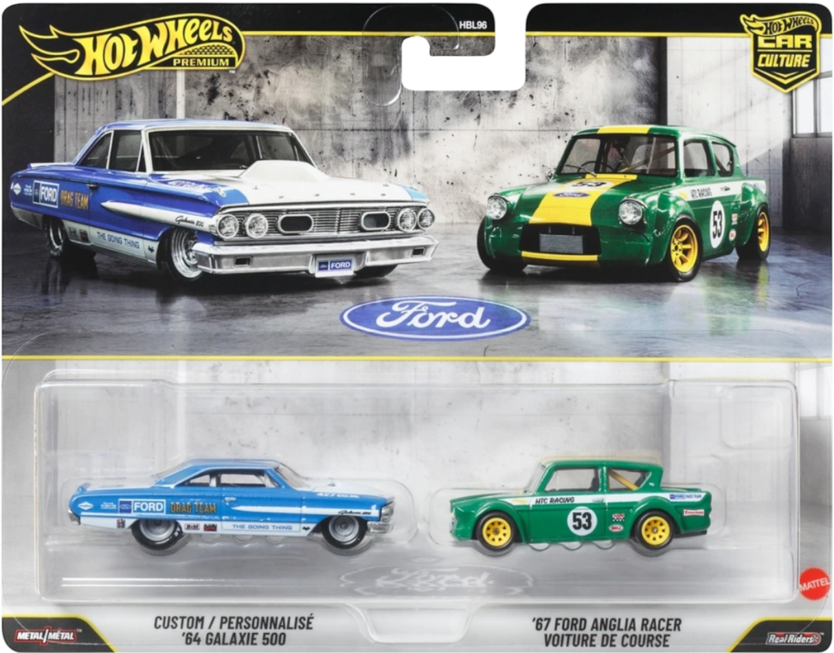 Confezione da 2: Ford Custom '64 Galaxie 500 & '67 Anglia Racer