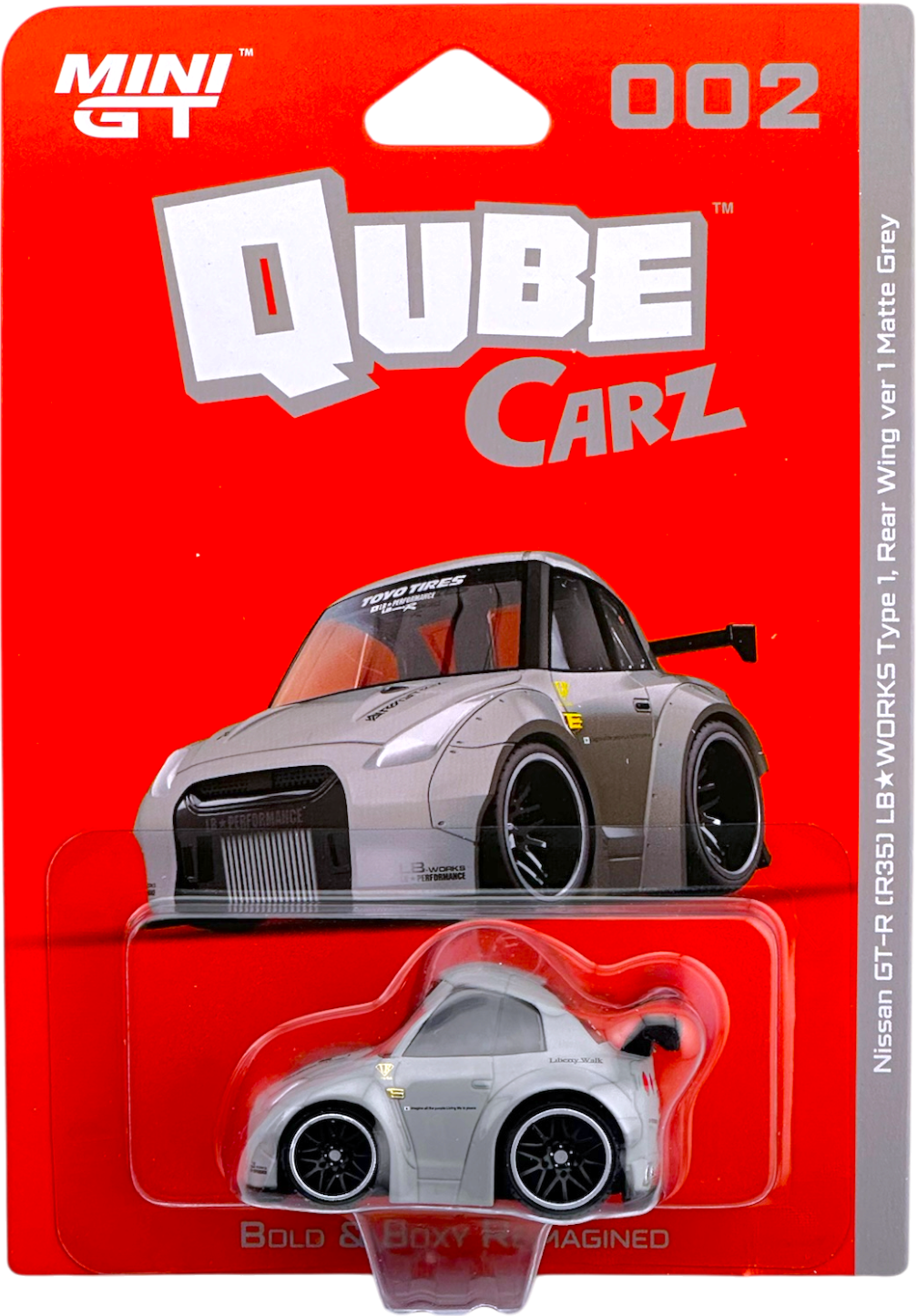 QubeCarz Nissan GT-R R35 LB★WORKS Type 1, Rear Wing ver 1 Matte Grey