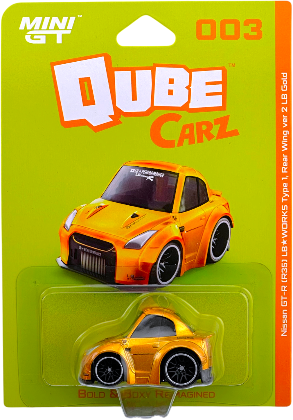QubeCarz Nissan GT-R R35 LB★WORKS Type 1, Rear Wing ver 2 LB Gold