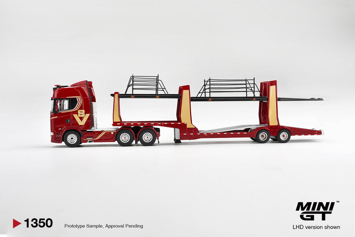 PREORDER Q1 2027 Scania 770S A6x4NA Car Transporter V8 50th anniversary + Car transporter Red MGT01350