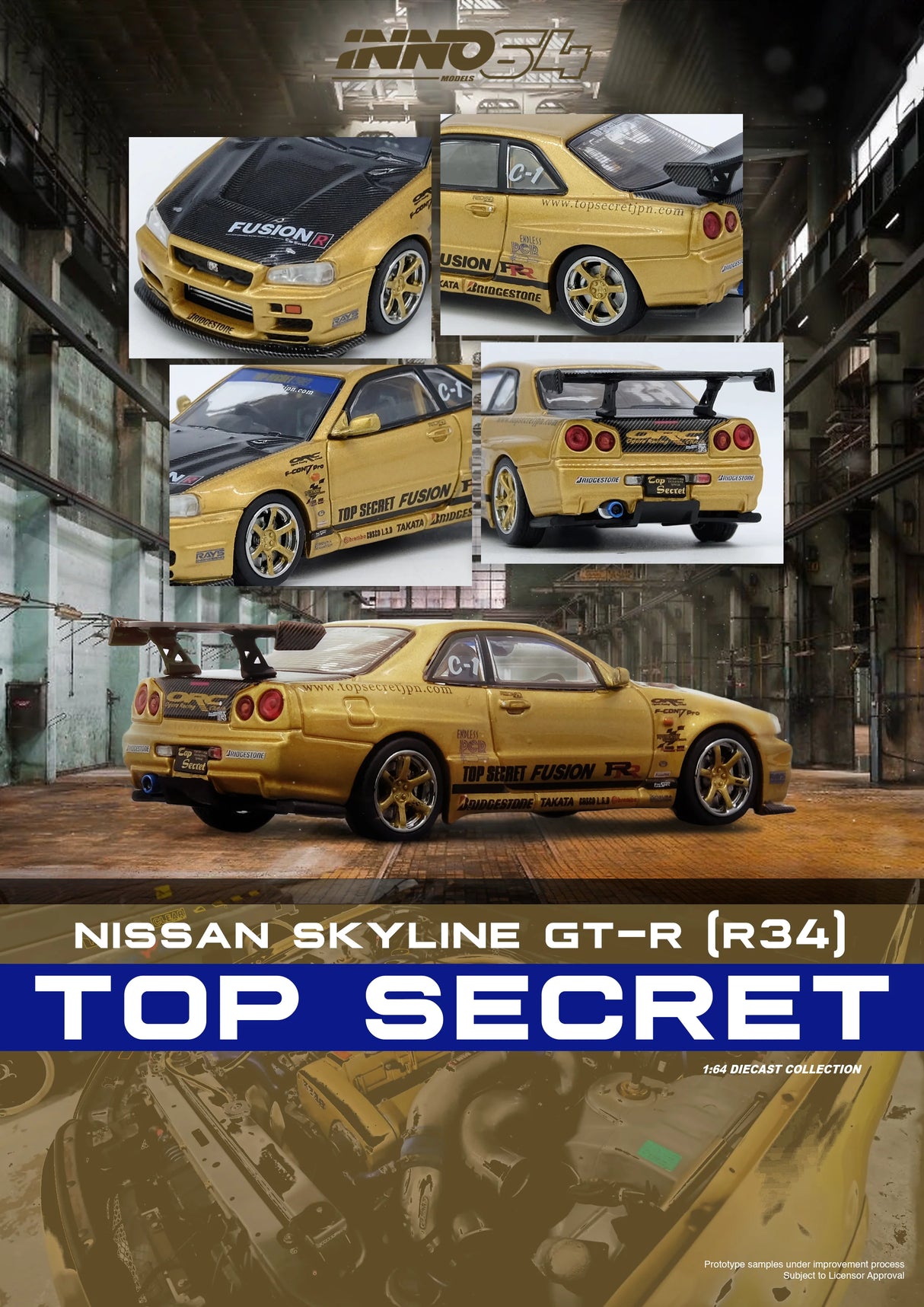 (Preorder November) Nissan Skyline GT-R (R34) Top Secret Gold