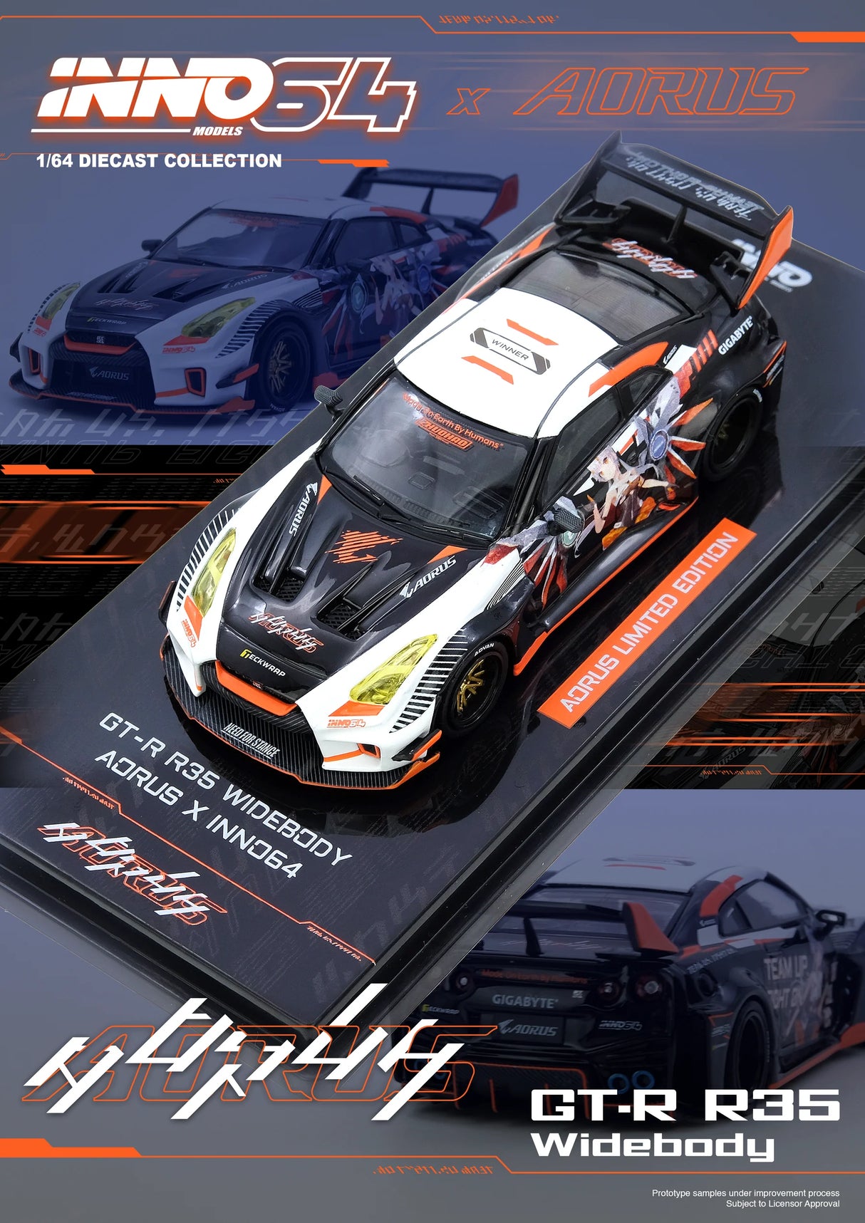 (Preorder Q1 2026) Nissan Skyline GT-R R35 WIDEBODY AORUS X INNO64 Limited Edition