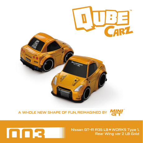 QubeCarz Nissan GT-R R35 LB★WORKS Type 1, Rear Wing ver 2 LB Gold