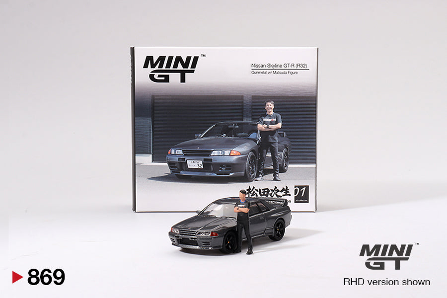 Nissan Skyline GT-R (R32) Gunmetal W/ Matsuda Figure Tsugio Matsuda Collection MGT00869