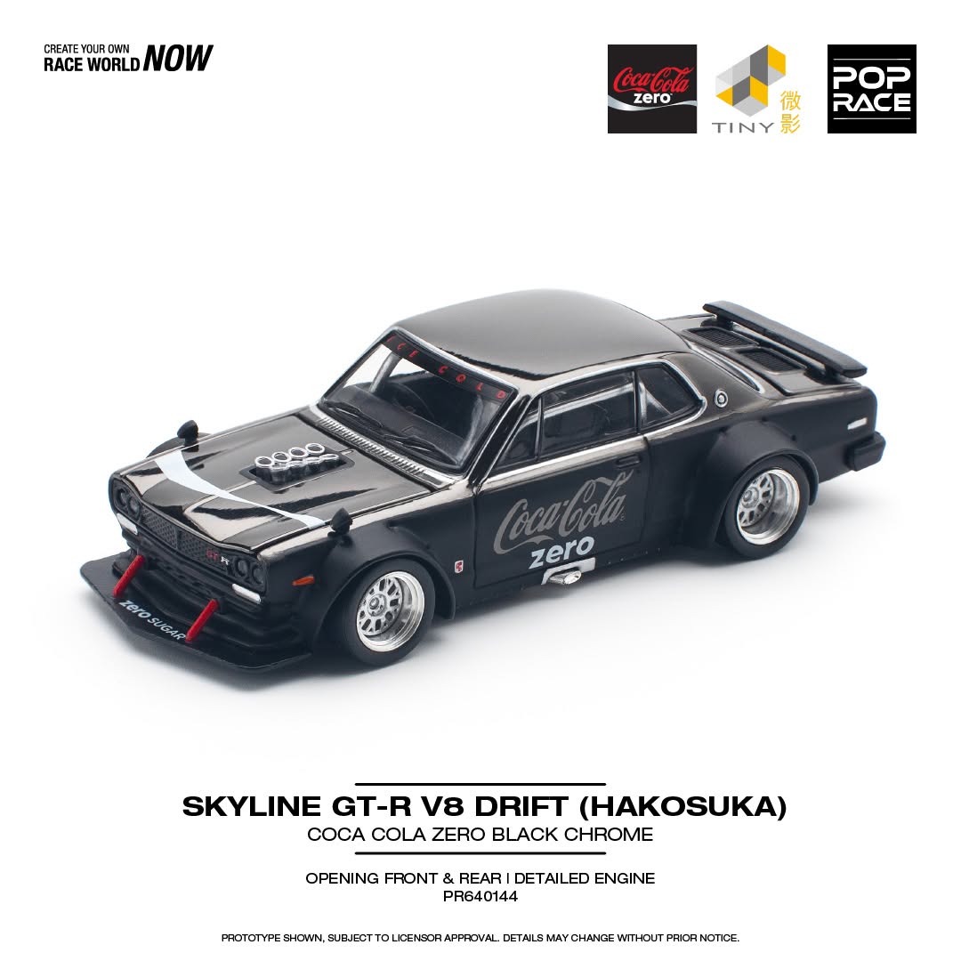 Preorder 31.08.26 Nissan Skyline GT-R Drift Hakosuka Coca-Cola Zero JP Black Chrome