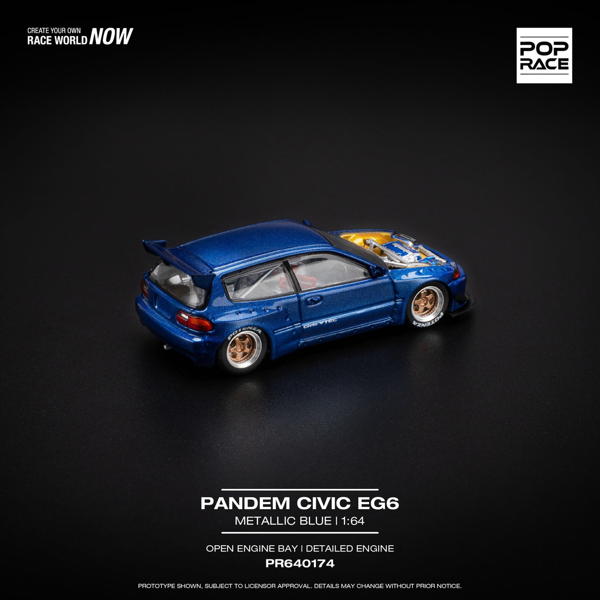 Honda Civic EG6 Pandem Blue with open hood