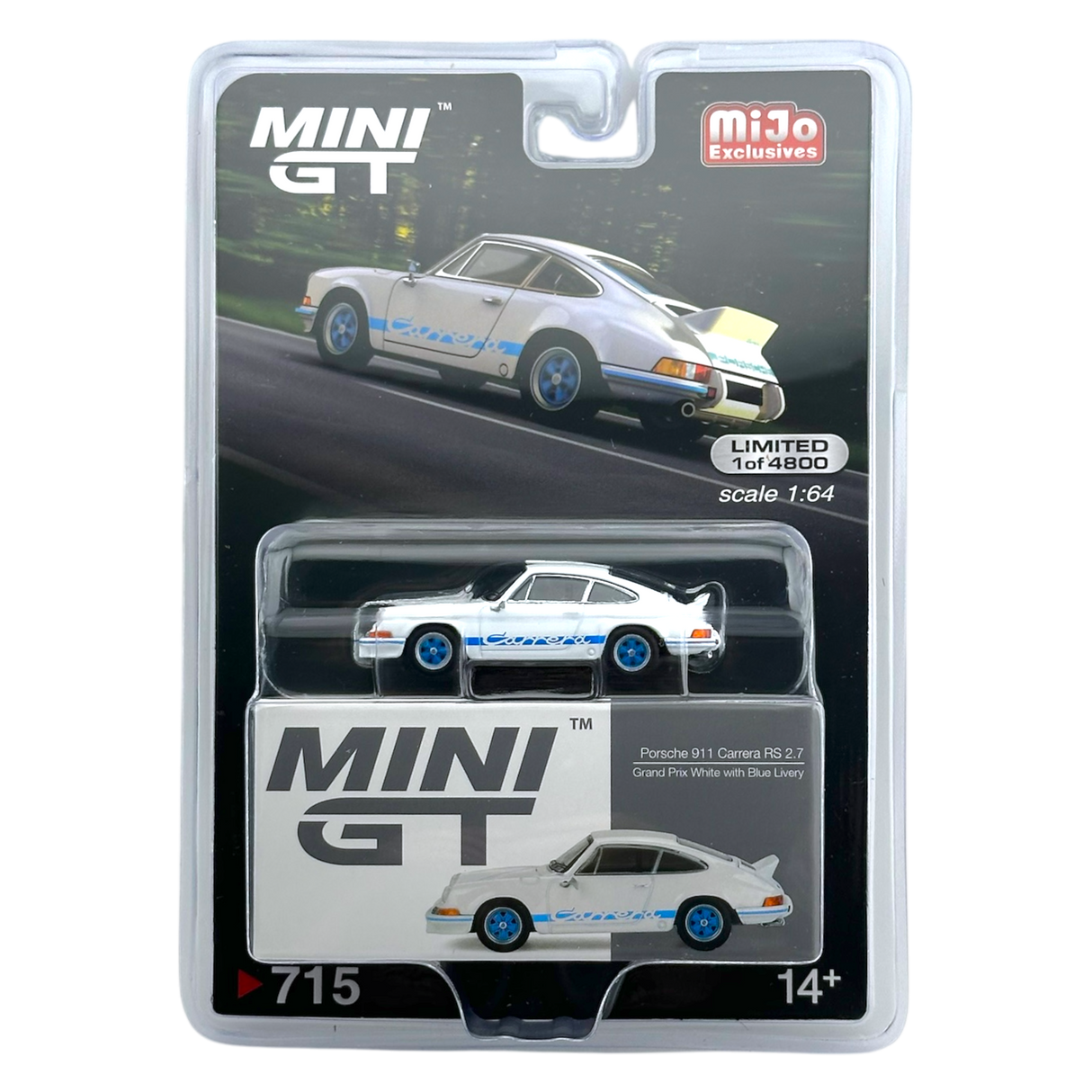 Porsche 911 Carrera RS 2.7 Grand Prix White with Blue Livery #715