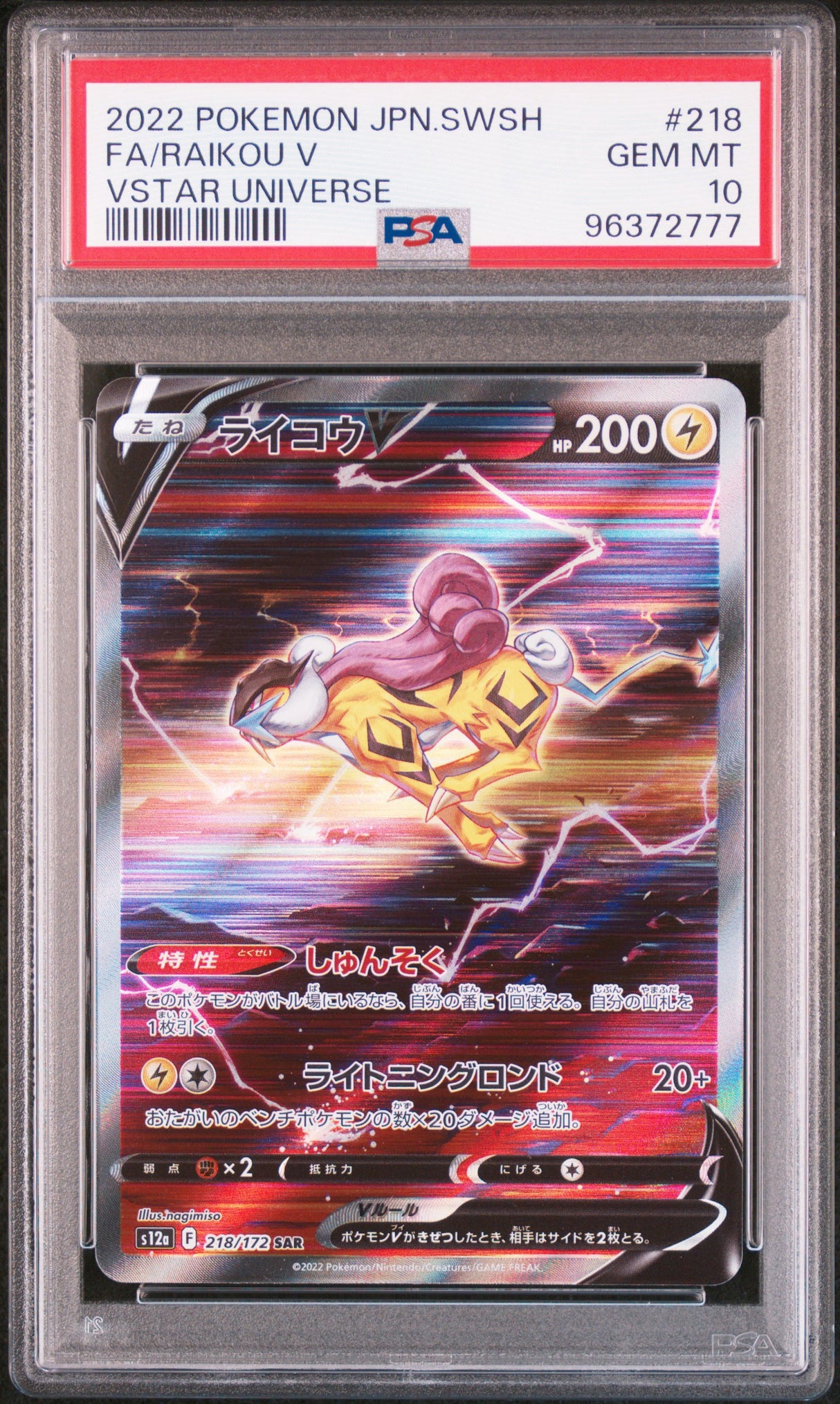 PSA 10 | Raikou V 218/172