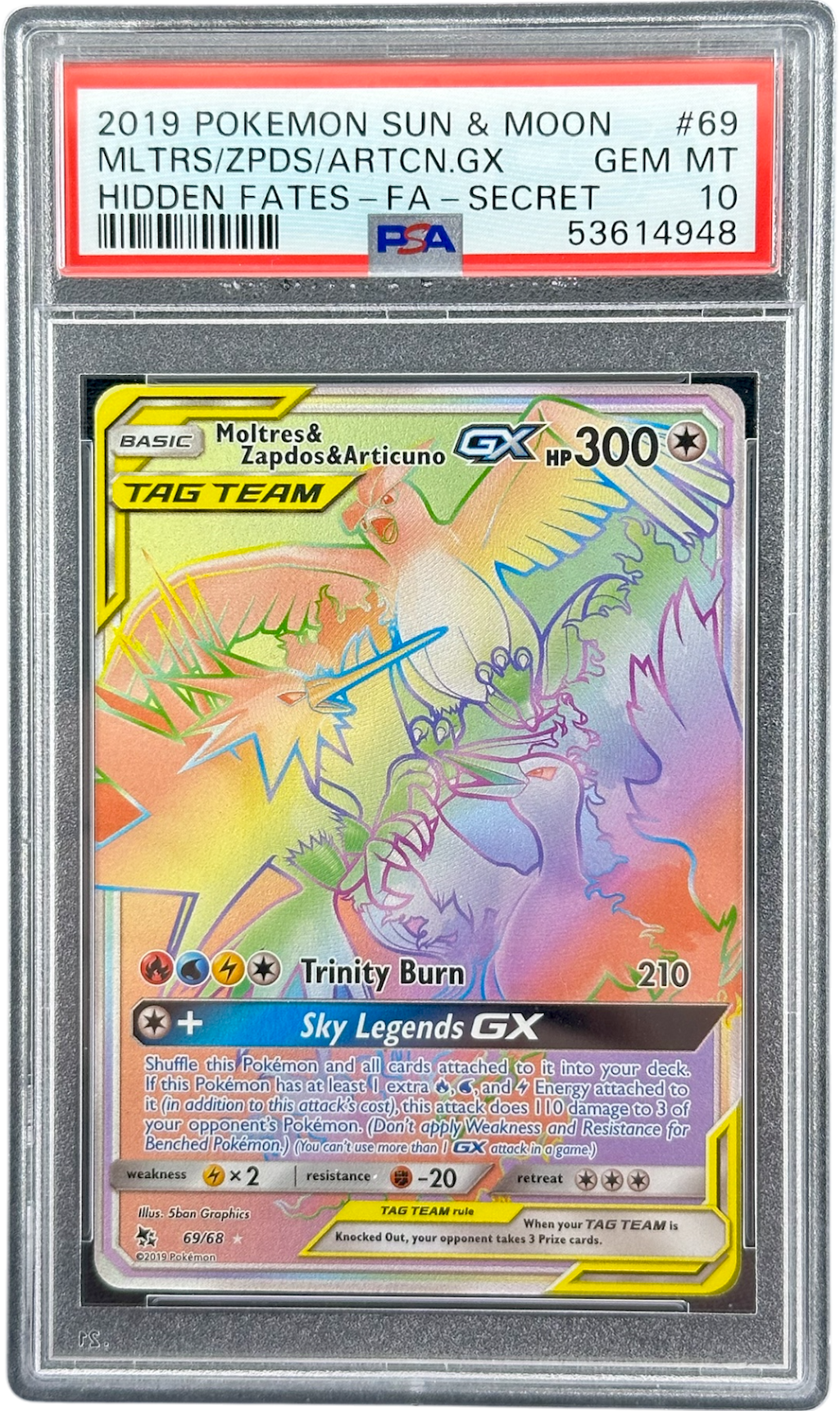 Moltres/Zapdos/Articuno GX 69/68 PSA 10