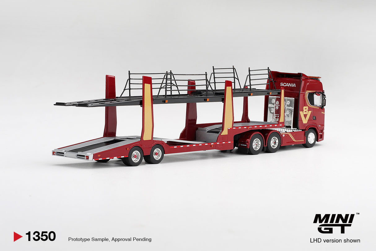 PREORDER Q1 2027 Scania 770S A6x4NA Car Transporter V8  50th anniversary + Car transporter Red MGT01350