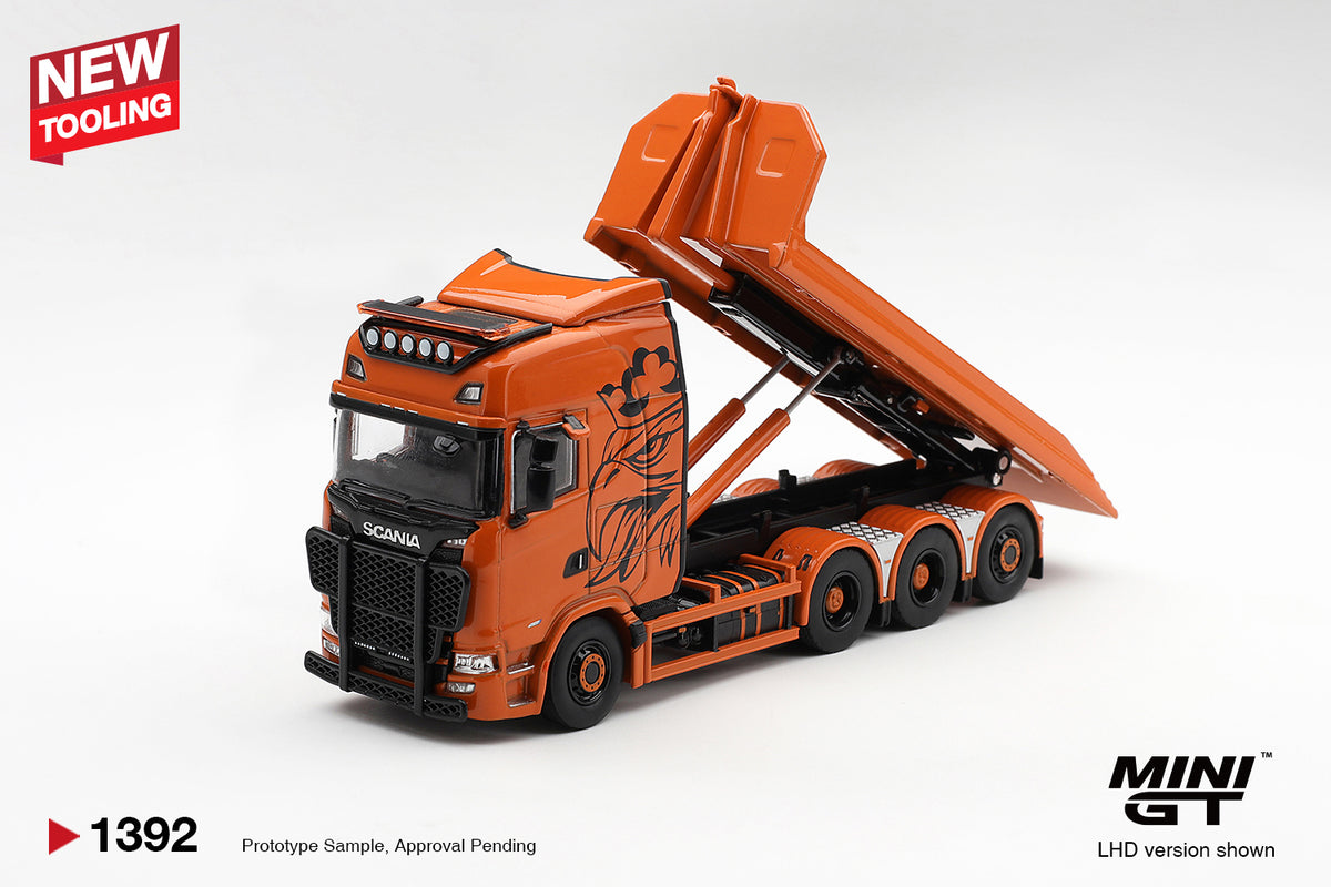 PREORDER Q2 Spring 2027 4 SCANIA 770S B8X4NA HOOKLIFT  FLATBED ORANGE 2025 MGT01392