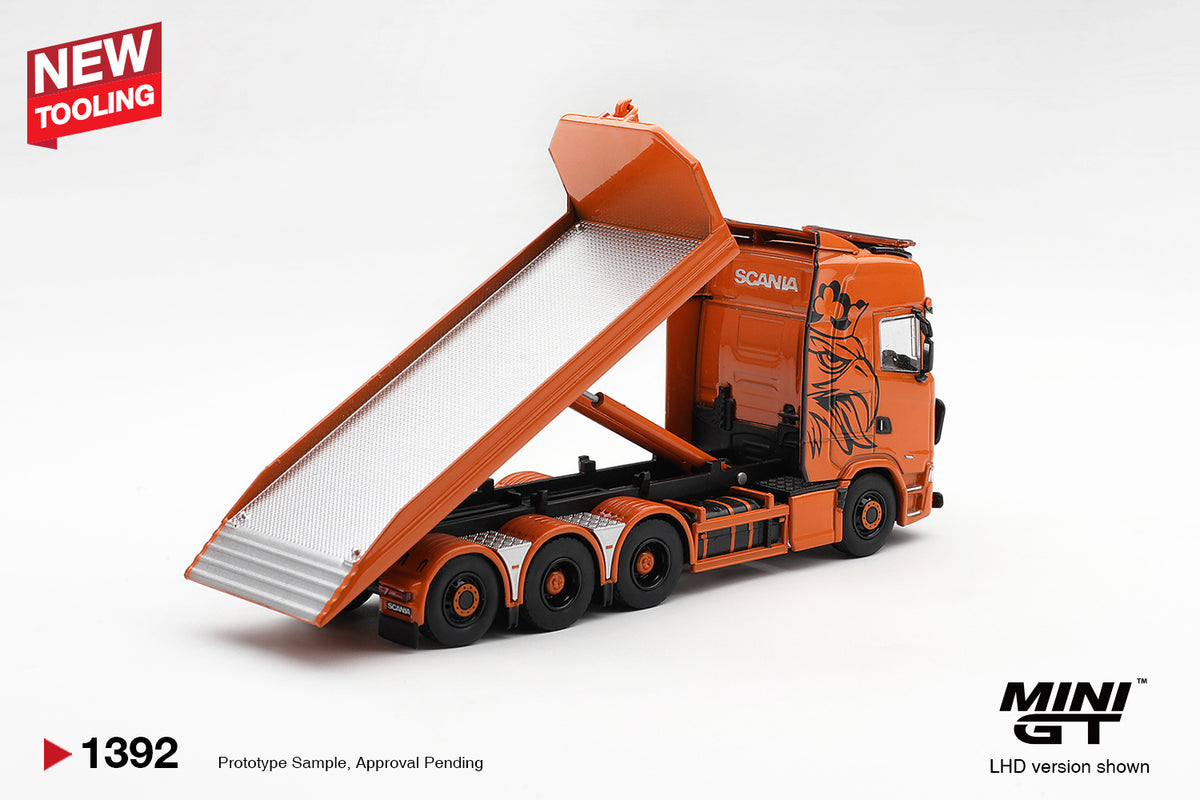 PREORDER Q2 Spring 2027 4 SCANIA 770S B8X4NA HOOKLIFT  FLATBED ORANGE 2025 MGT01392