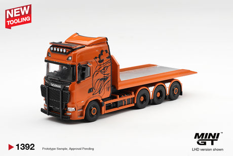 PREORDER Q2 Spring 2027 4 SCANIA 770S B8X4NA HOOKLIFT  FLATBED ORANGE 2025 MGT01392