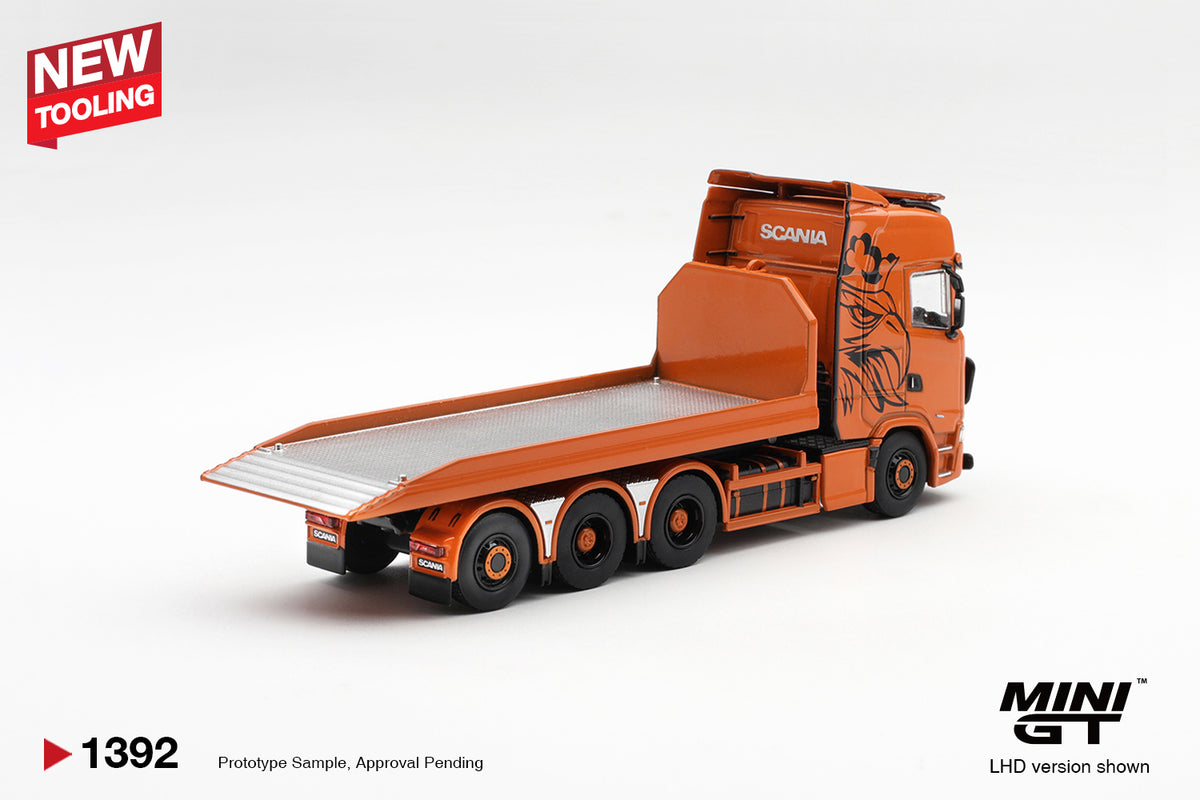 PREORDER Q2 Spring 2027 4 SCANIA 770S B8X4NA HOOKLIFT  FLATBED ORANGE 2025 MGT01392
