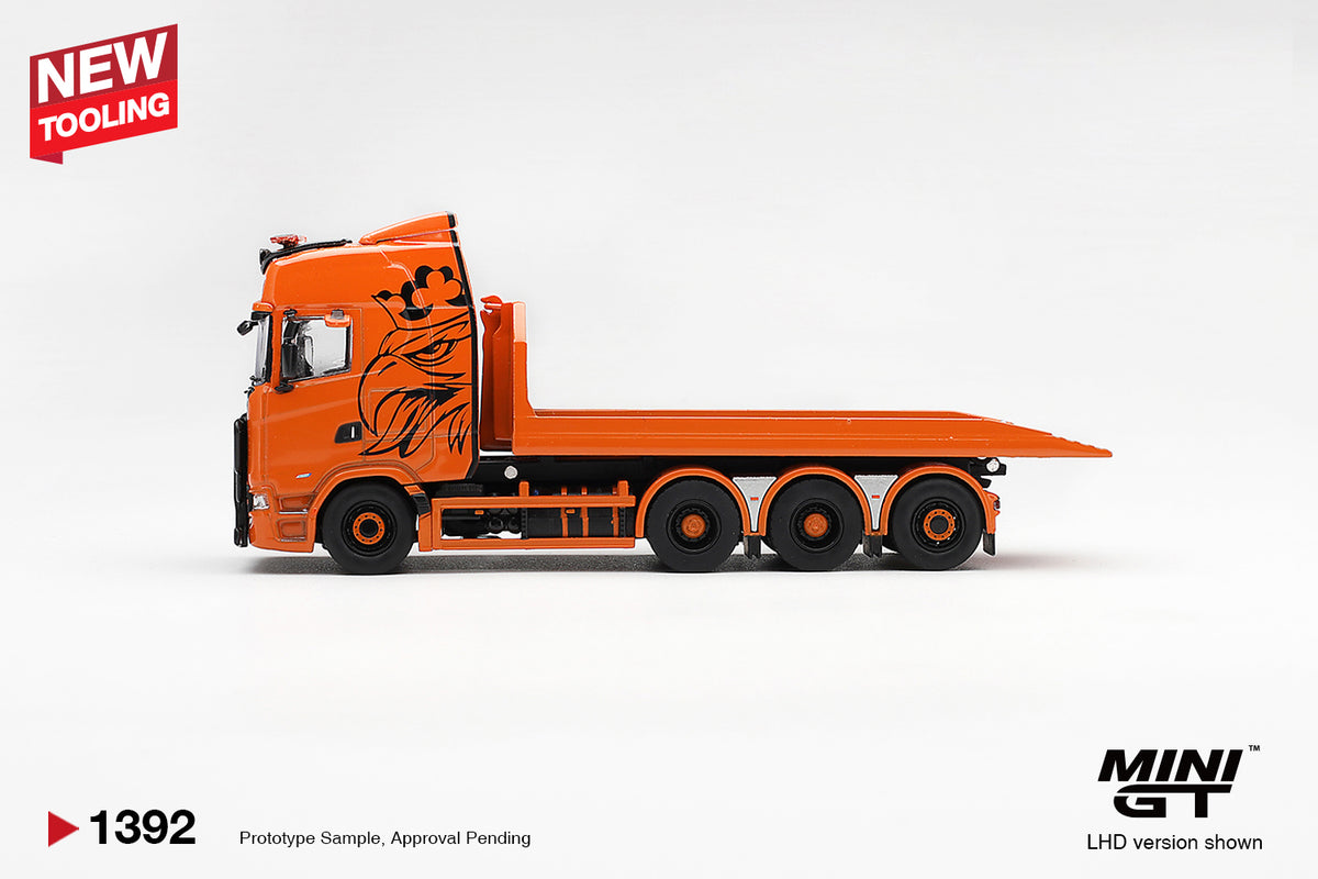 PREORDER Q2 Spring 2027 4 SCANIA 770S B8X4NA HOOKLIFT  FLATBED ORANGE 2025 MGT01392