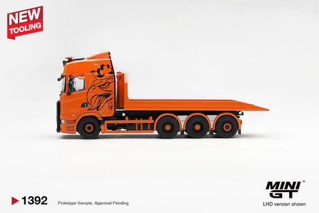 PREORDER Q2 Spring 2027 4 SCANIA 770S B8X4NA HOOKLIFT  FLATBED ORANGE 2025 MGT01392