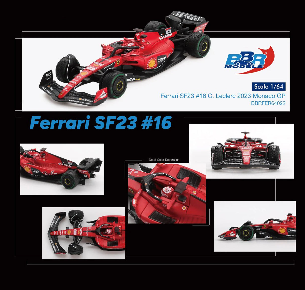 Preordine 17.08.26 Ferrari SF23 #16 C. Leclerc 2023 GP di Monaco