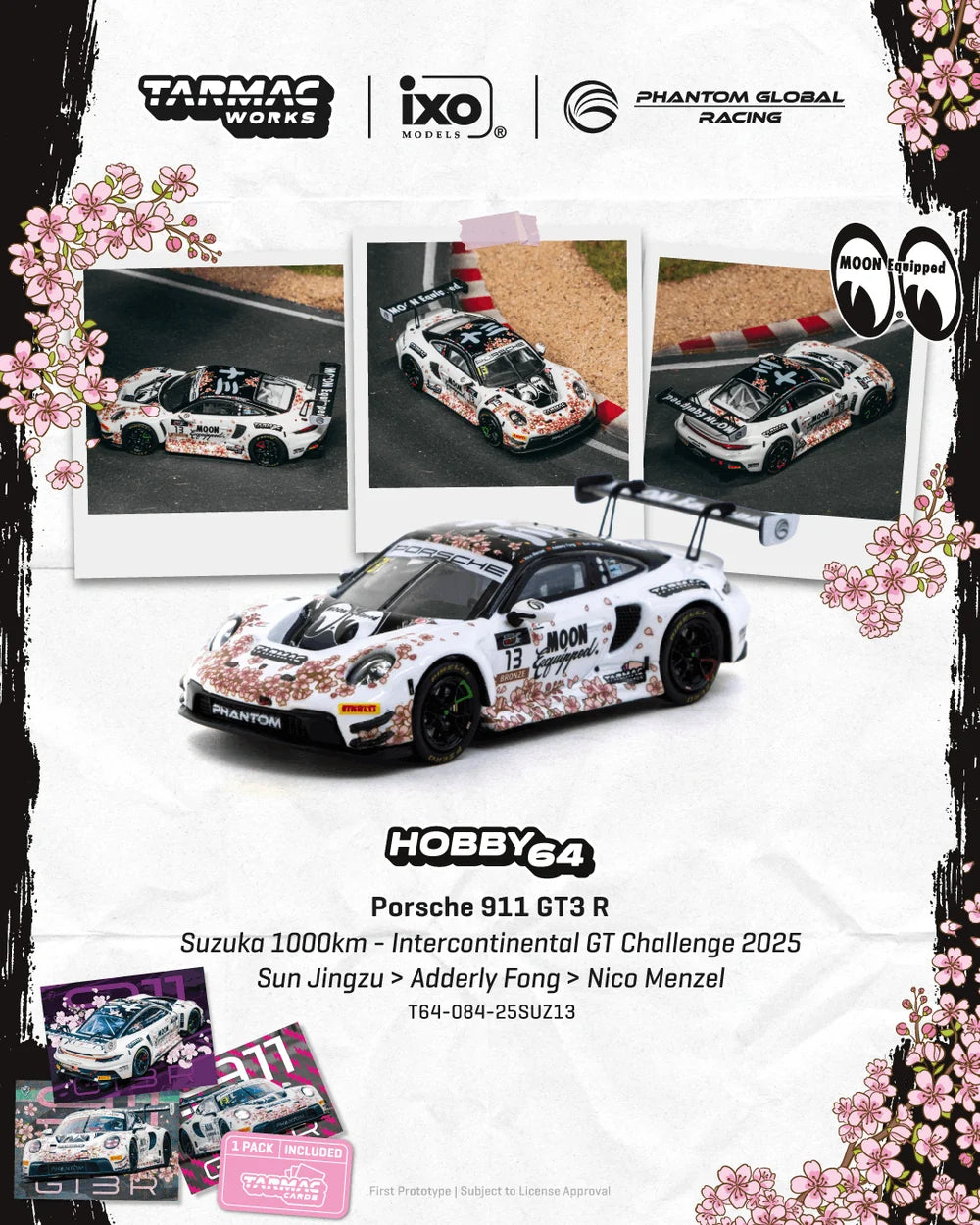 PREORDER 31.10.26 PORSCHE 911 (992) GT3 R #13 SUZUKA 1000KM 2025 with Tarmac Cards