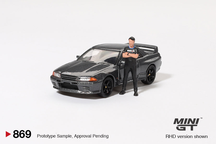 Nissan Skyline GT-R (R32) Gunmetal W/ Matsuda Figure Tsugio Matsuda Collection MGT00869