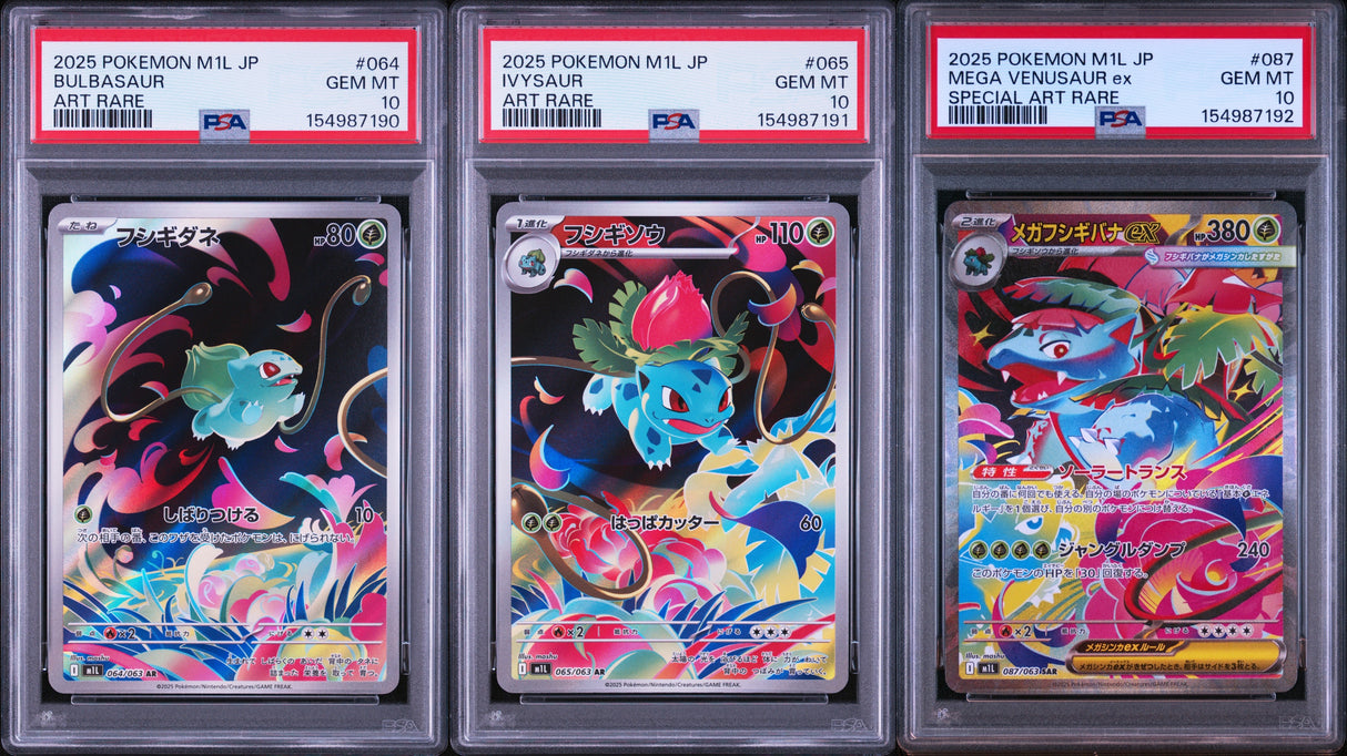 PREORDER 11.09.26 PSA 10 | Sequentiel Set Bulbasaur 064, Ivysaur 065, Venusaur 087
